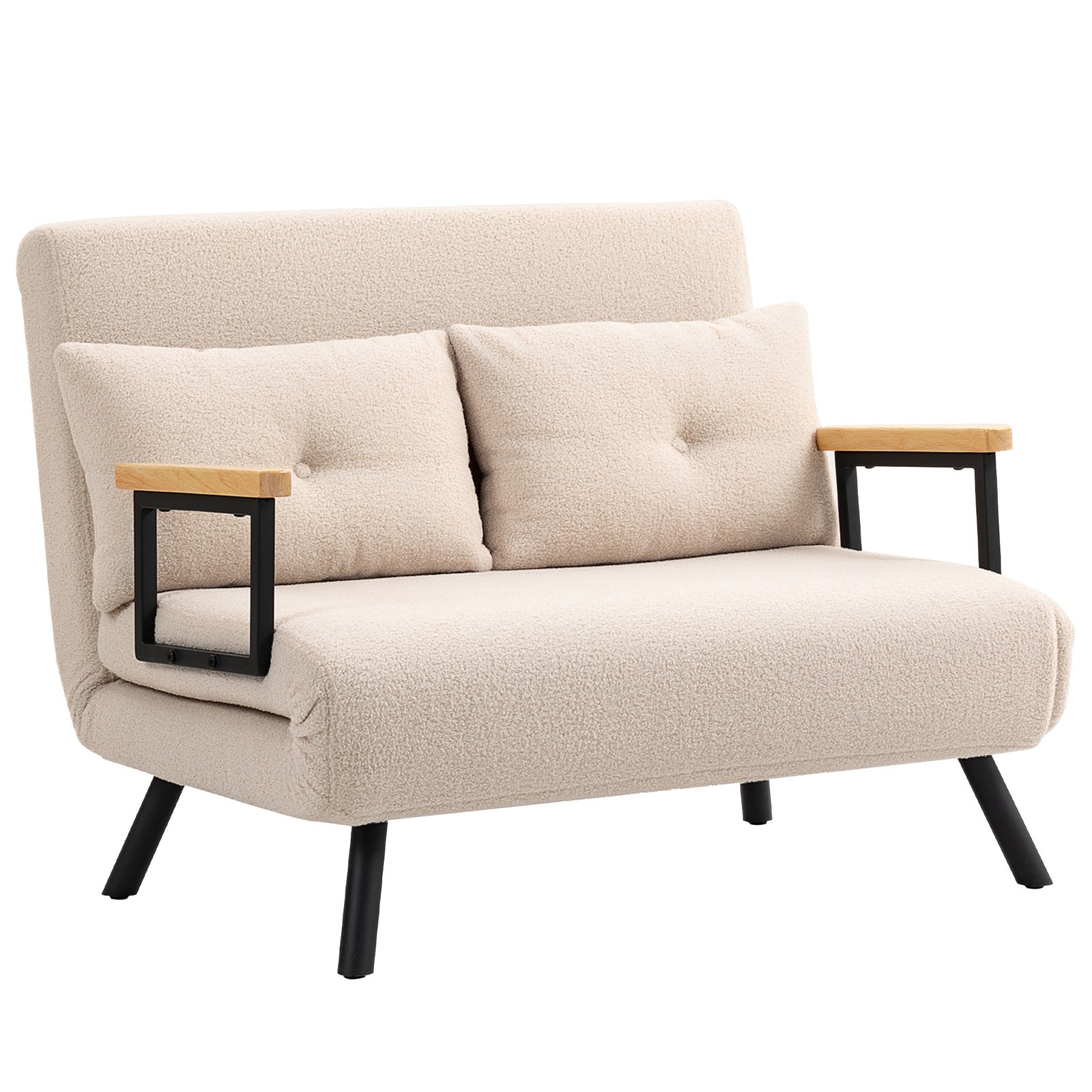 Sofá Cama Convertible 3 en 1 Sillón Cama 2 Plazas Plegable Respaldo Ajustable de