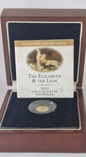 2012 Elizabeth & Lion Gold Quarter Sovereign 22ct Proof Box COA Mintage 2000