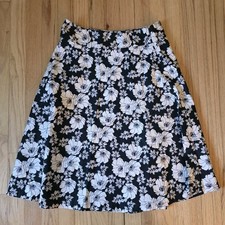 Vintage Gap Womens Y2K Floral Skirt Romantic Retro Black White Small 4