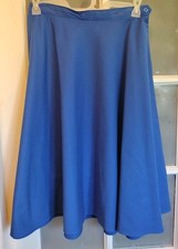 Vintage 70s Bright Blue A Line Wrap Skirt Union Made USA Sz 14 Zip Button Close
