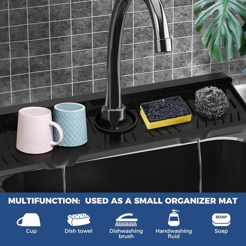Black Kitchen Sink Faucet Splash Guard XXL 5.7" x 23.4", - Picture 9 of 9