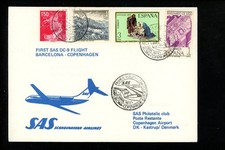 Postal History First Flight SAS 4/2/77 Barcelona Spain to Kastrup Denmark