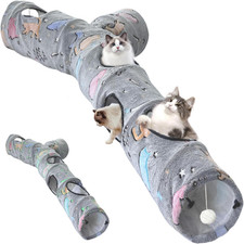 Cat Tunnel for Indoor Cats,Tree Trunk Cat Tunnels with Plush Ball Toys Collapsib