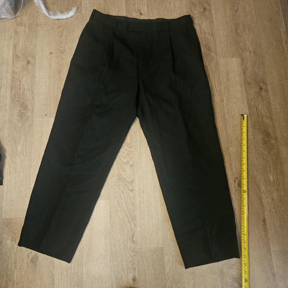 Pantalones Kenneth Cole Para Hombre 36x28 Negros Plisados Vestido Pantalones Clásicos Oficina Foto 3 de 4