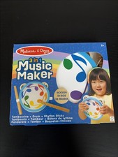 Melissa  Doug Wooden Music Maker Drum Tambourine Rhythm Sticks Toddler Toy