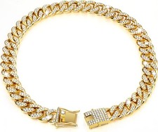 Tallew Gold Dog Chain Diamond Collar Walking Metal 8 Inch,