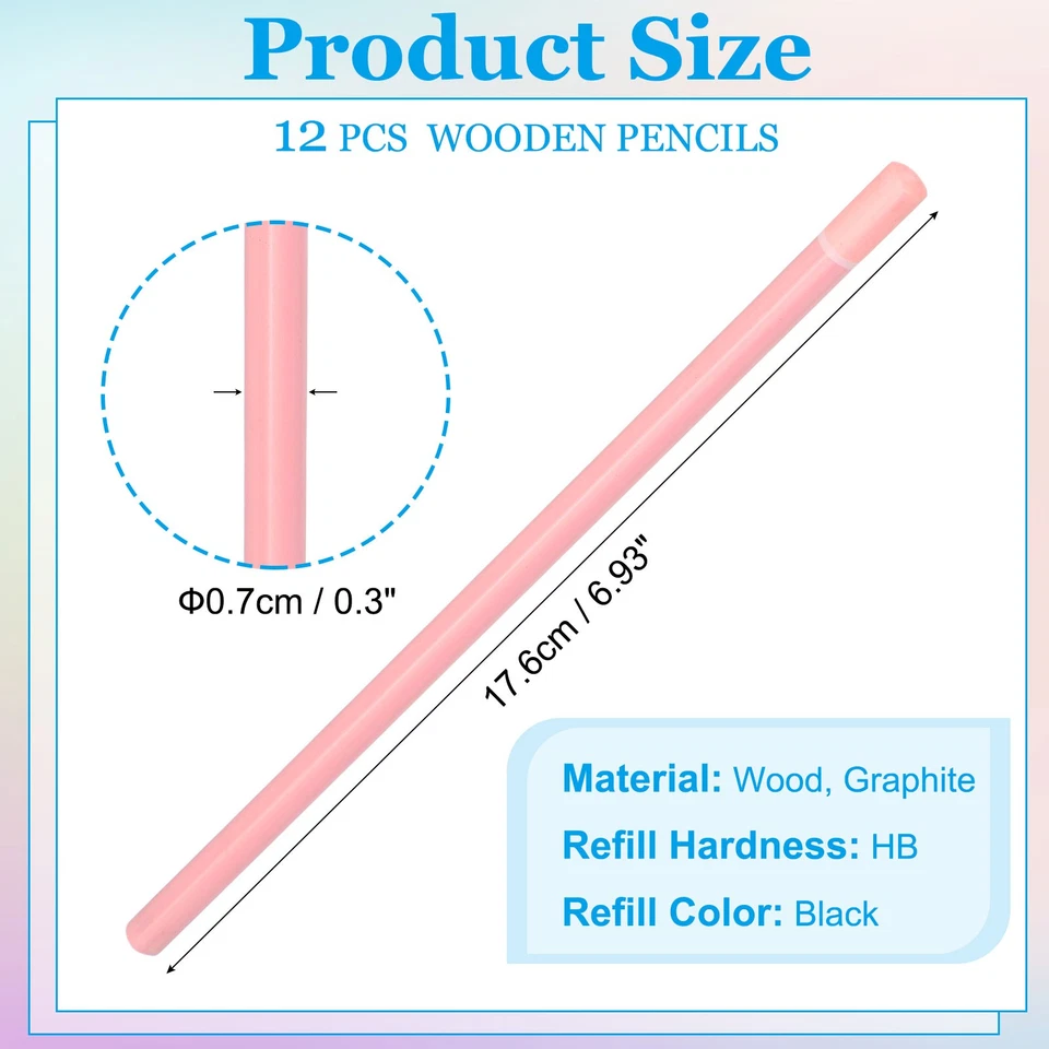 Lápices de madera triangulares a granel, paquete de 12 lápices de grafito HB, rosa Foto 2 de 4