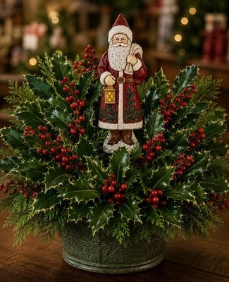 Hand Crafted  Old World Santa   Plant Stake 7  Tall Style 2