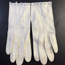 Vtg White Leather No Lining Gloves Size 6 1/4 Made In France As Is LT2