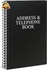 Address Telephone Book Spiral Bound Organizer 384 Contacts Black 8x5in