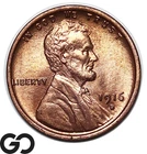 1916-D Lincoln Cent Wheat Penny, Lustrous Red, Superb Gem BU++ RD RARE This Nice