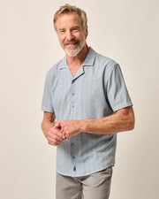 johnnie-O Short Sleeve Hangin' Out Button Down Shirt - Shackleford Navy Size M