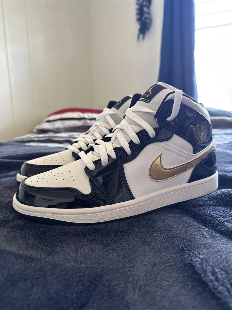 Preços baixos em Jordan 1 Mid SE Patent Black Gold | eBay