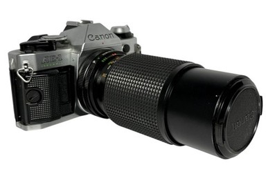 Canon AE-1 Program 35mm SLR Film Camera W/ Rokinon Auto Zoom 80-200mm Lense
