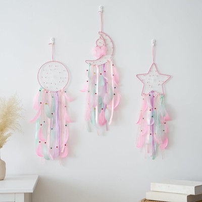 3PCS/LOT Star Moon Sun Shape Dream Catcher Home Decoration, and Pink Color 