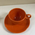 Fiestaware Mug Cup & Saucer Orange Made In USA Coffee Fiesta Ware
