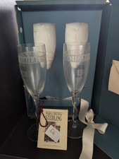 Set 2 Calici Flute Cristallo Maria Cristina Sterling Con Applicazione Argento