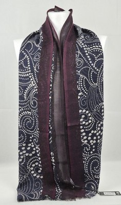 FATHER & SONS Herrenschal 100% Wolle Navy/Bordeaux Muster One Size   Neu mit Eti