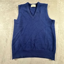 Lord Jeff Sweater Vest Mens Small Blue Vintage V-Neck Orlon Acrylic USA Made