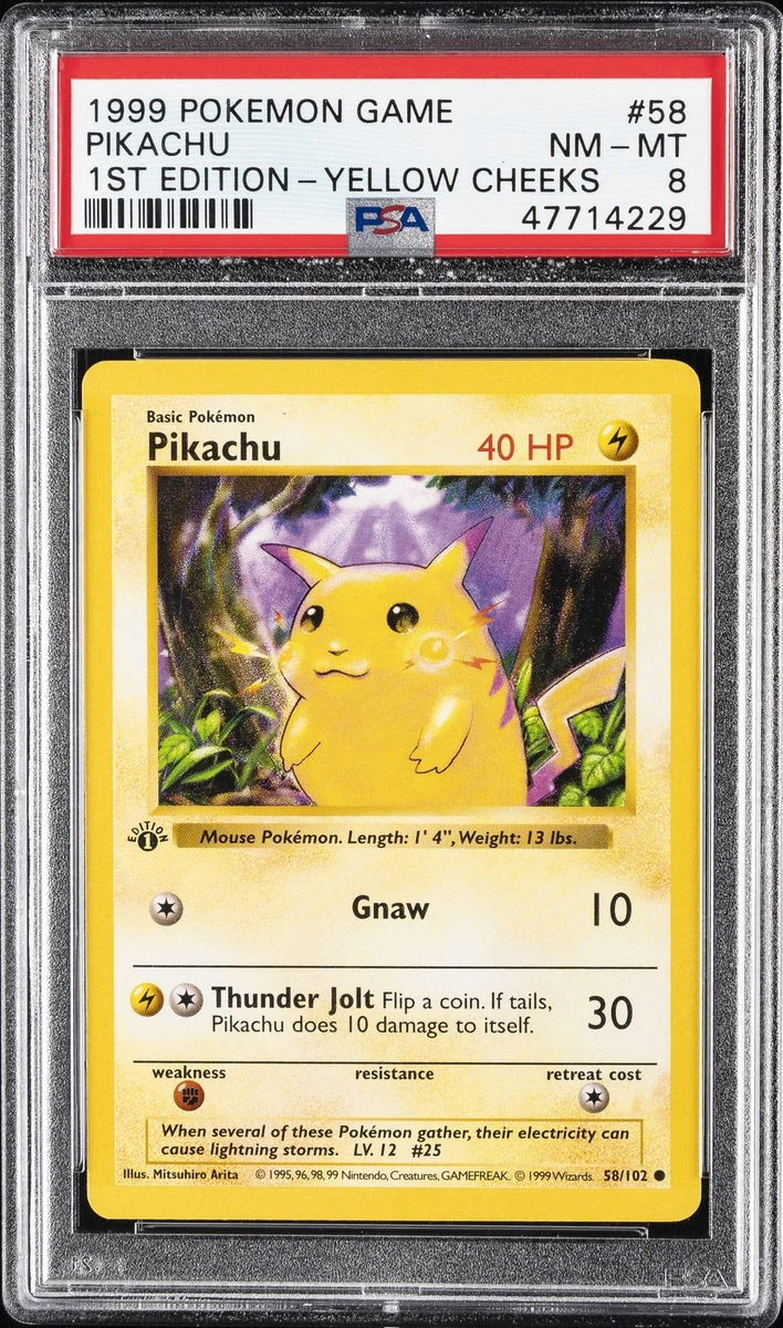 Pokémon TCG Base Set Pikachu Grade 8 Individual Collectible Card
