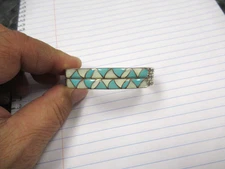 Zuni SKJ Sibert & Juanita Kallestewa Sterling MOP Turquoise Inlay Cuff Bracelet