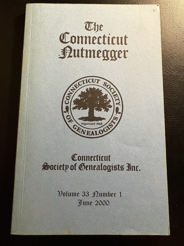 Connecticut Nutmegger June 2000 Genealogy Barbour Farmington Simsbury Vol 33 #1