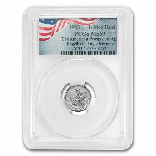 1985 1/10 oz Silver Round - Engelhard Prospector MS-69 PCGS