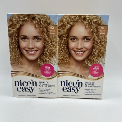 Clairol Nice'n Easy Permanent Hair Color 8G Medium Golden Blonde 2 Pack