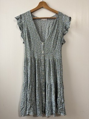 Little Lies Floral Mini Dress Size S Sundress V-neck Button From Ruffle