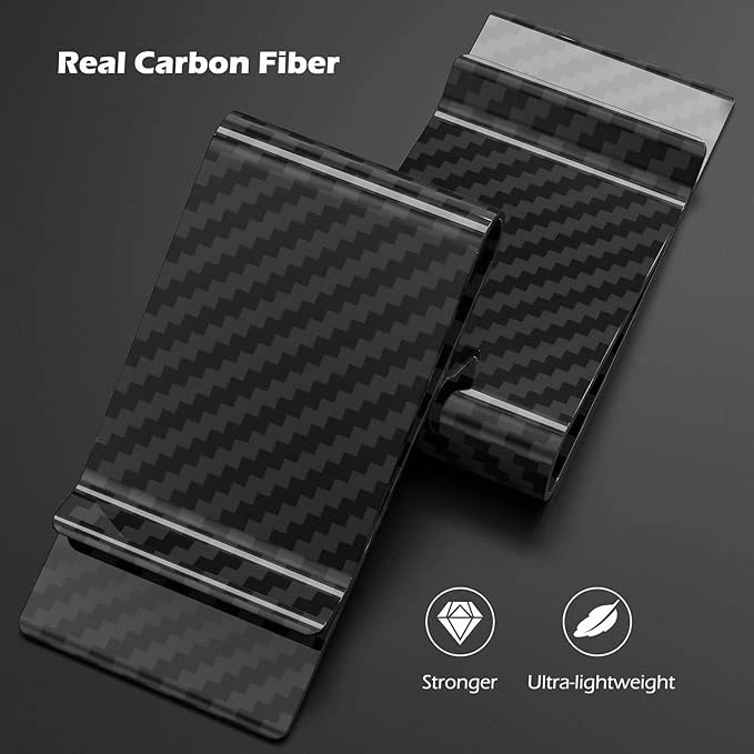 Carbon Fiber Wallet Money Clip for Cash Credit Card Business Card Holder - Image 2 of 2