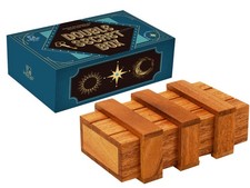 BSIRI Secret Puzzle Box- Brain Teaser 3.3 inches x 5.7 inches, Natural Wood