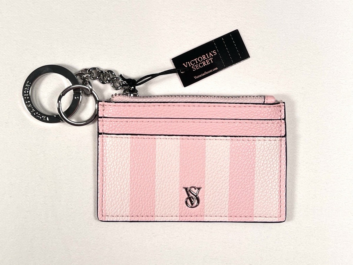 Victoria's Secret Zipper Card Case Wallet Keyring Signature Iconic