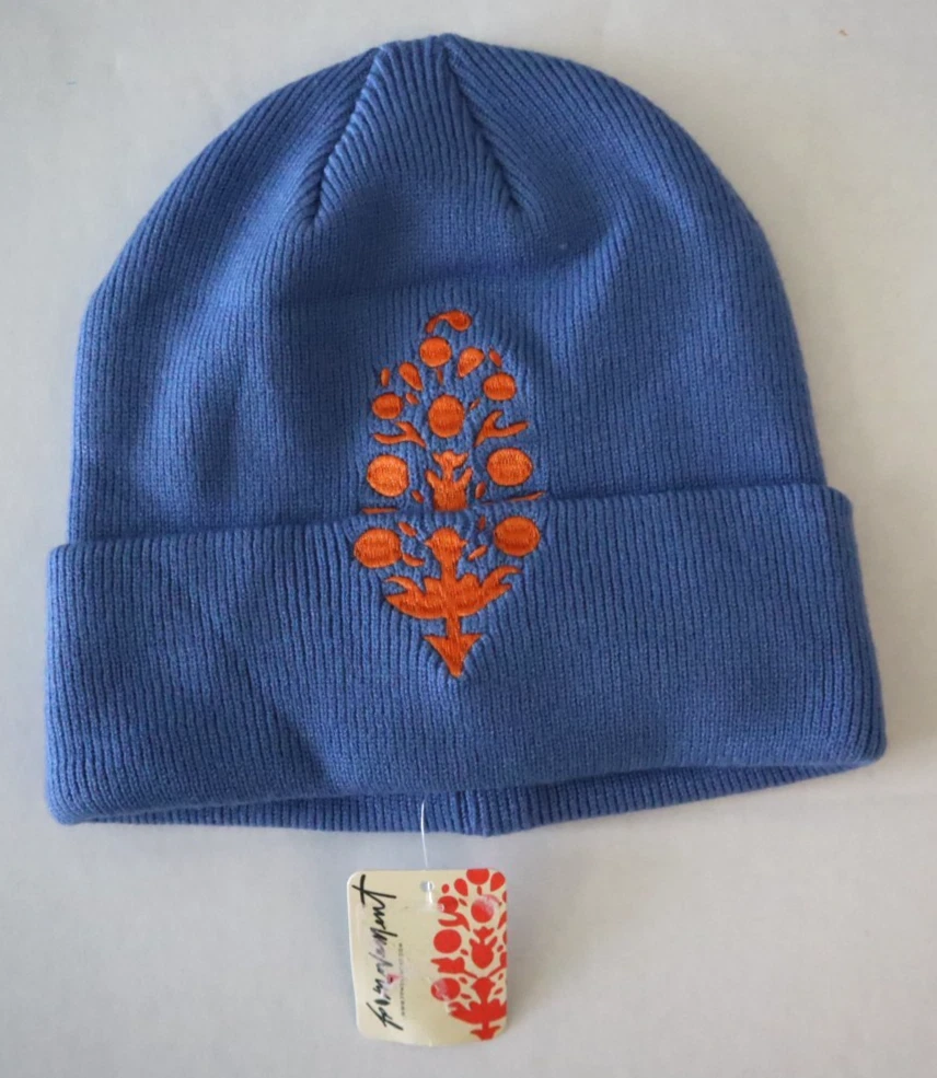 Free People Movement Buti Blue Beanie with Orange Embroidery New FP Movement by Free People | Accessories | Fp Movement  main image 3