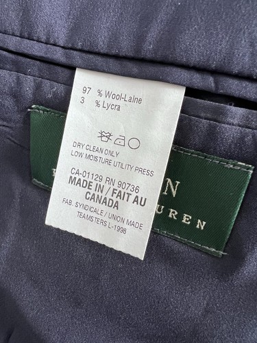 Ralph Lauren Blazer Men 42 R Navy Blue Classic Canada Union Made Sport Coat LRL - Picture 2 of 22