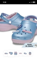 Crocs Mean Girl Blue And Pink Crocs Lined With Fluffy Fabric Sz 8 Brand New 