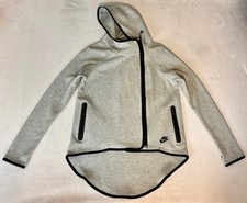 Nike Women's Tech Fleece Gray Asymmetric Cape Drop Tail Hoodie Full Zip Size XS