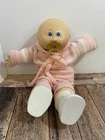 VTG 80s Cabbage Patch Kids Dimples Bald Blue Eyes Doll Pacifier, Sweater Outfit