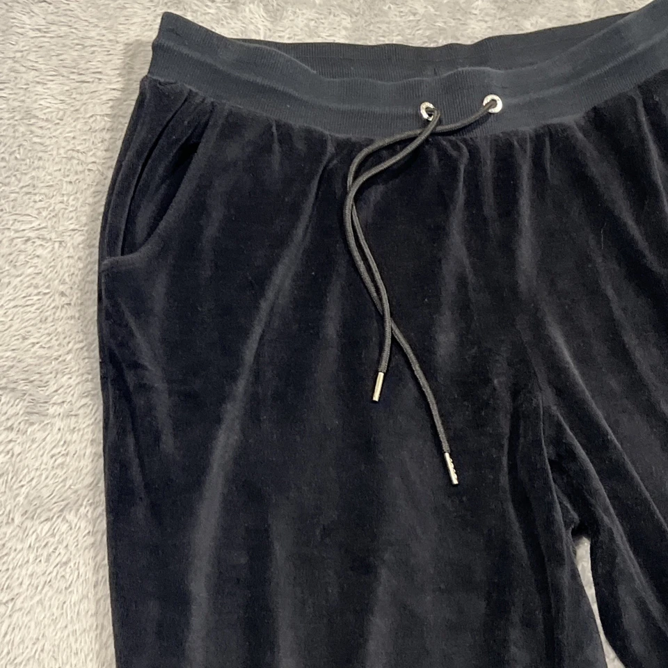 Pantalones deportivos bebe jogger de vellón para mujer 1X pantalones negros con cordón con logotipo Y2K Foto 2 de 4