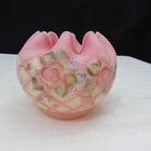 Fenton Burmese Diamond Optic Roses Hand Painted Rose Bowl Special Order 1999 220