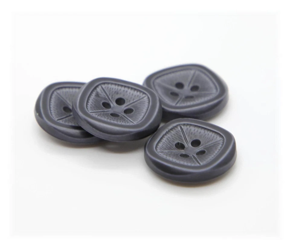 Buttons Grey Cushion Square Look Round Four Hole Buttons Set x 4 - image 3 of 4