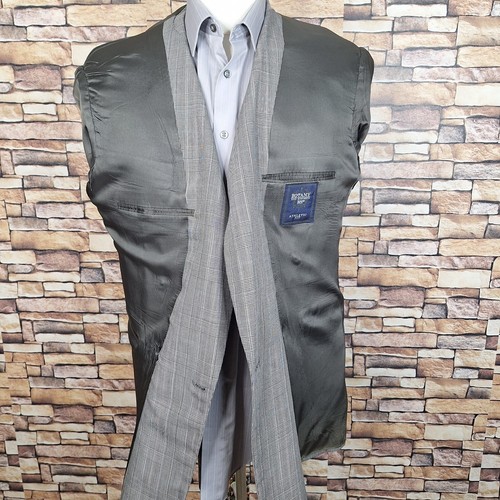Botany 500 Sport Coat Mens 40L Athletic Fit Double Breasted Gray Plaid - Picture 7 of 9