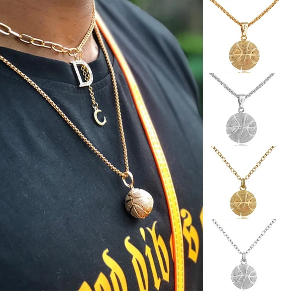Stainless steel hot sale basketball necklace