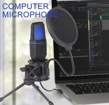 USB Gaming Microphone For Computer Built in RGB Light, Podcasts, And Home Studio