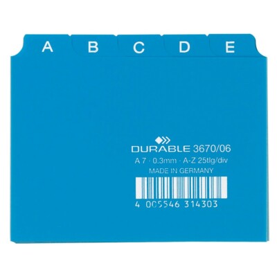 DURABLE Karteikartenregister A-Z blau DIN A7 quer 25-teilig 