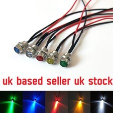 12V 8mm hole wired LED Indicator Light Pilot Lamp Bulb Panel Warning Signal