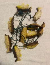 vintage blow mold trout fish 10 pc light stringer