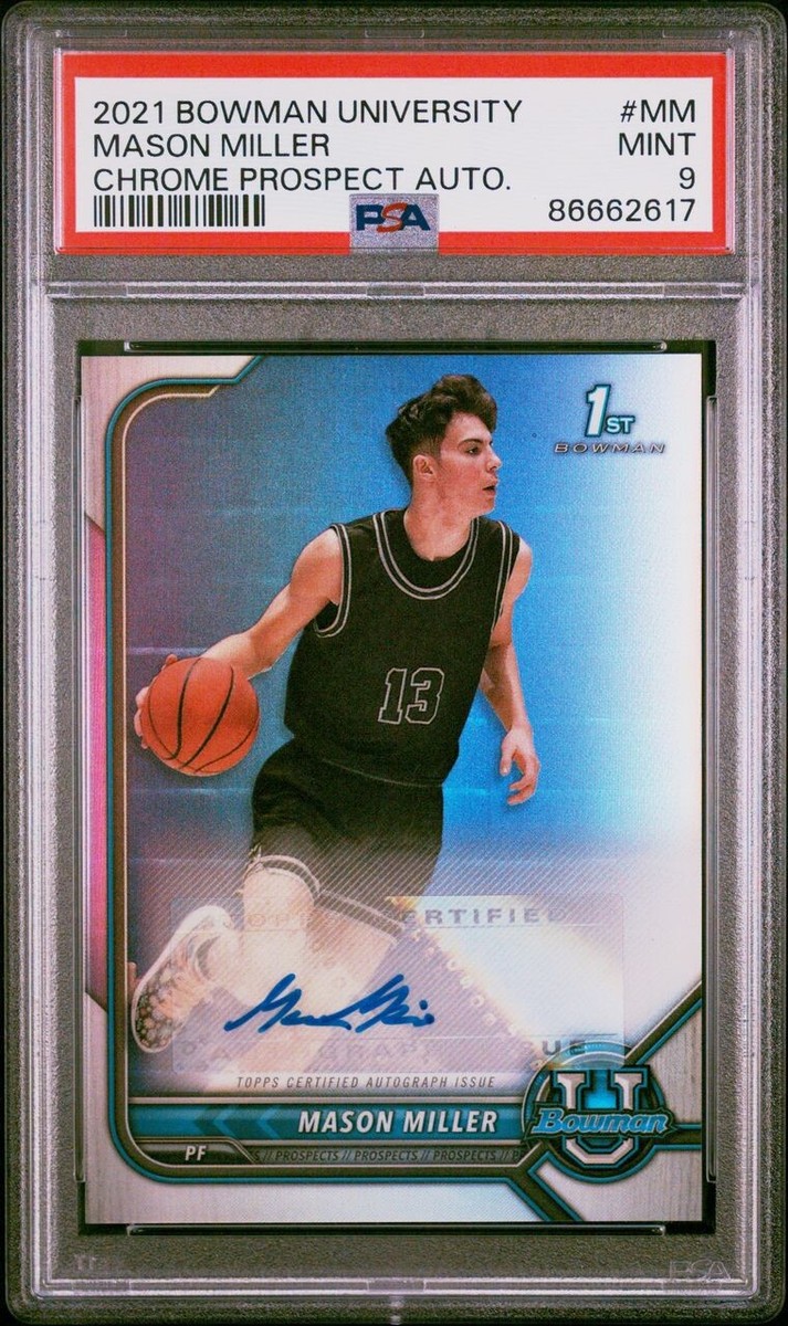 2021 Bowman University #MM Mason Miller Chrome Prospect Auto PSA 9 