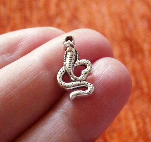 10Pcs Snake Charms for Bracelet Cobra Pendant Necklace Findings Antique Silver - Photo 1/4