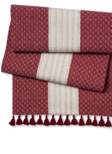Target Threshold Ruby Red Stripe Table Runner NWT Metallic Gold NEW - Picture 1 of 1