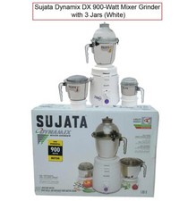 Sujata Dynamix, Mixer Grinder, 900 Watts, 3 Jars (White)